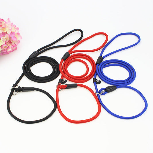 KFX-9956541 Adjustable Nylon Dog Traction Rope with Integrated Collar Design in Various Colors