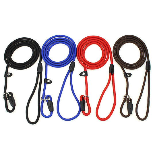 KFX-9956541 Adjustable Nylon Dog Traction Rope with Integrated Collar Design in Various Colors