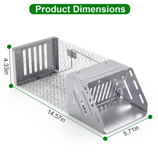 KFX-9960381 Humane Live Animal Trap for Small Rodents - Automatic Continuous Single Door Cage, Galvanized Iron, Indoor/Outdoor Use