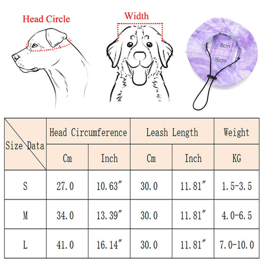 KFX-9961533 Adjustable Pet Hat for Small and Medium Dogs with Ear Holes - Lightweight Cotton Sun Protection Cap