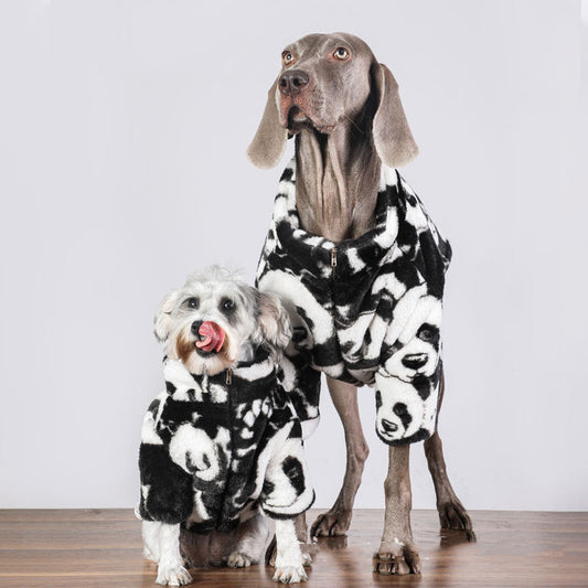 KFX-9966909 Warm Thick Padded Coat for Cats and Dogs - Cotton, Black and White, Multiple Sizes Available