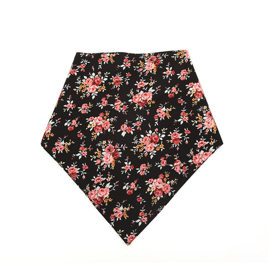 KFX-9969853 Floral Pattern Cotton Triangle Scarf for Pets - Versatile Scarf Bib
