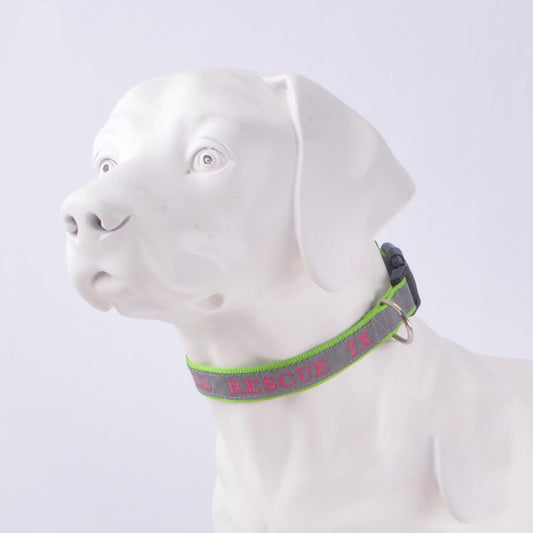 KFX-9974077 Personalized Reflective Dog Collar with Embroidered Name, Available in Multiple Colors and Sizes