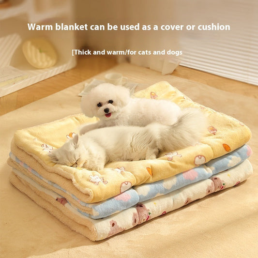 KFX-9978045 Cozy Flannel Pet Blanket for Cats - Thickened Lambswool Sleeping Mat