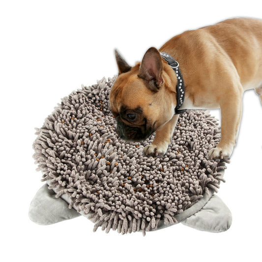 KFX-9979837 Pet Training Sniffing Pad - Interactive Slow Food Game Mat for Dogs and Cats, 45x45cm Gray