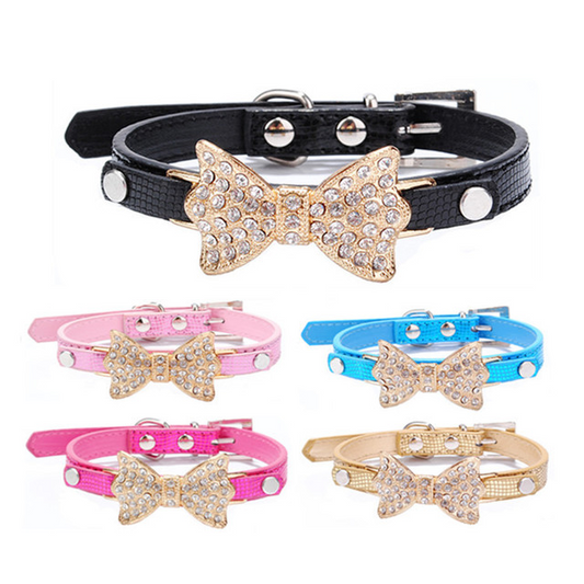 KFX-9979965 Rhinestone Dog Collar in PU Material - Adjustable Sizes XS to M