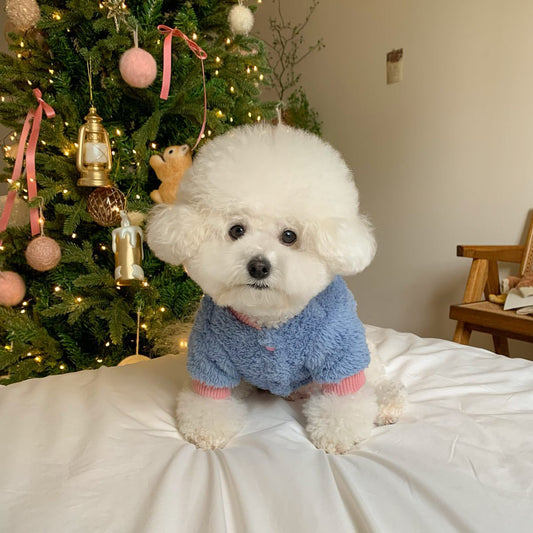 KFX-9981757 Casual Blue and Brown Polyester Pet Coat for Autumn and Winter