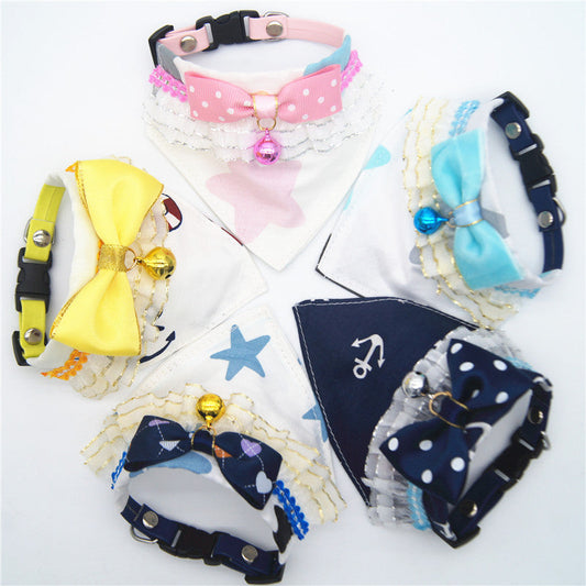 KFX-9985725 Geometric Bow Tie Dog Collar in Pink, Blue, Yellow - Detachable and Adjustable Pet Accessory