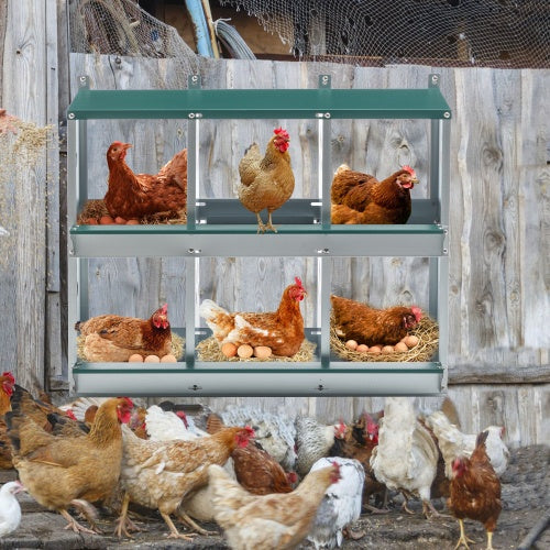KFX-9991101 Metal Chicken Nesting Box with 6 Rooms, Galvanized Steel for Hens, Easy Assembly and Cleaning