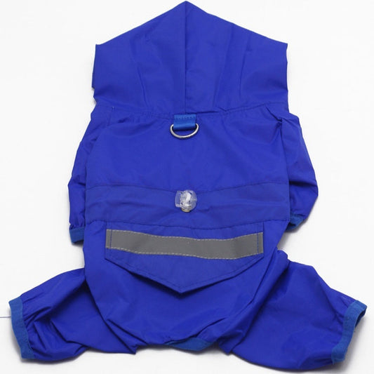 KFX-9995837 Four-Legged Dog Raincoat with Hood in Multiple Colors and Sizes