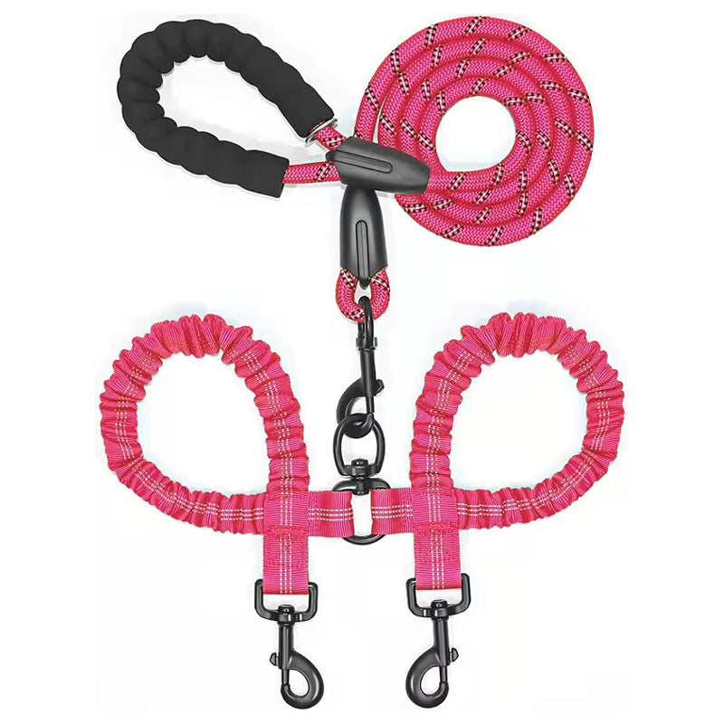 KFX-7296573 Reflective Polyester Double Drag Traction Rope for Pets - 150CM Long, 2.5CM Wide