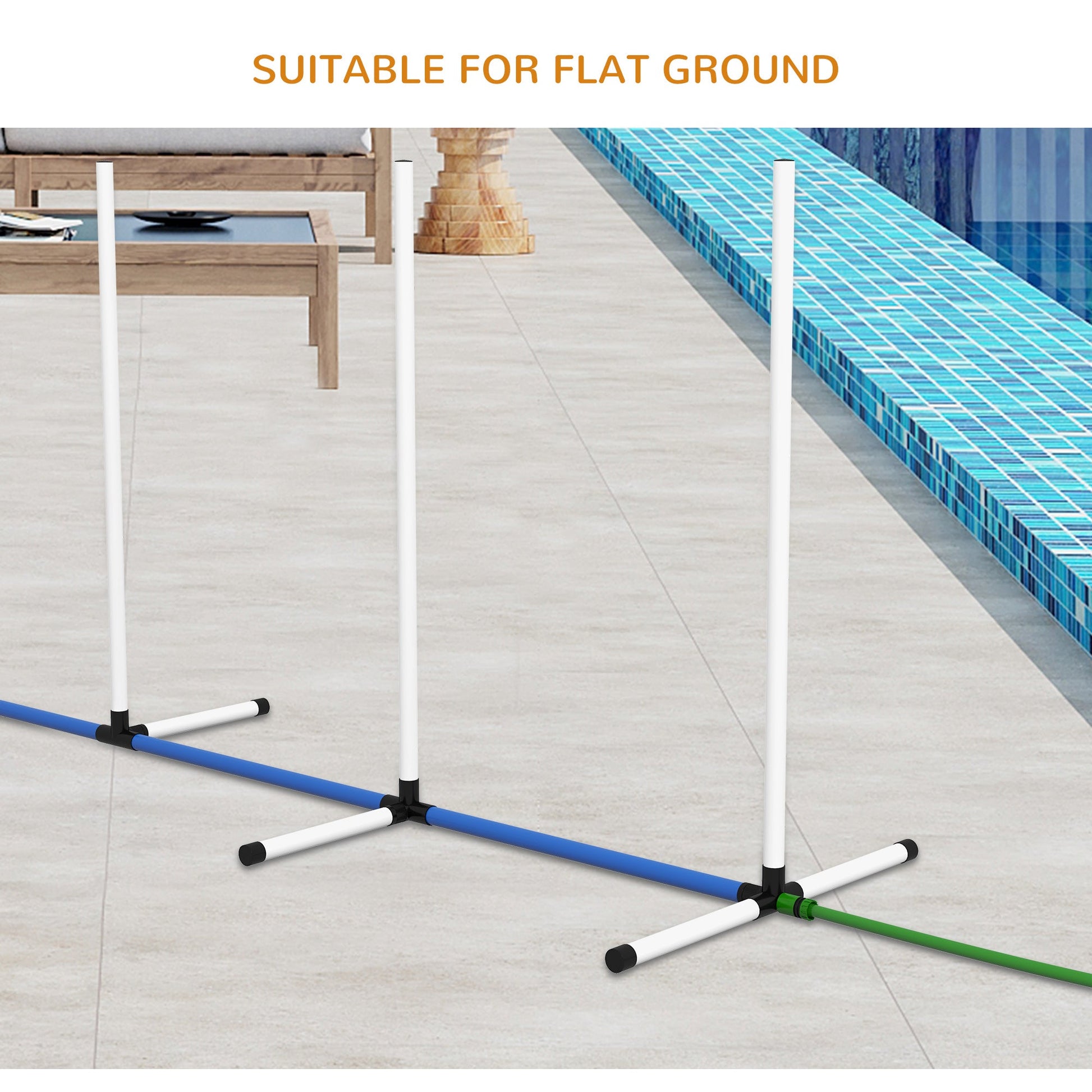 2pc Dog Agility Training Equipment Set with Spray Water Tube, White