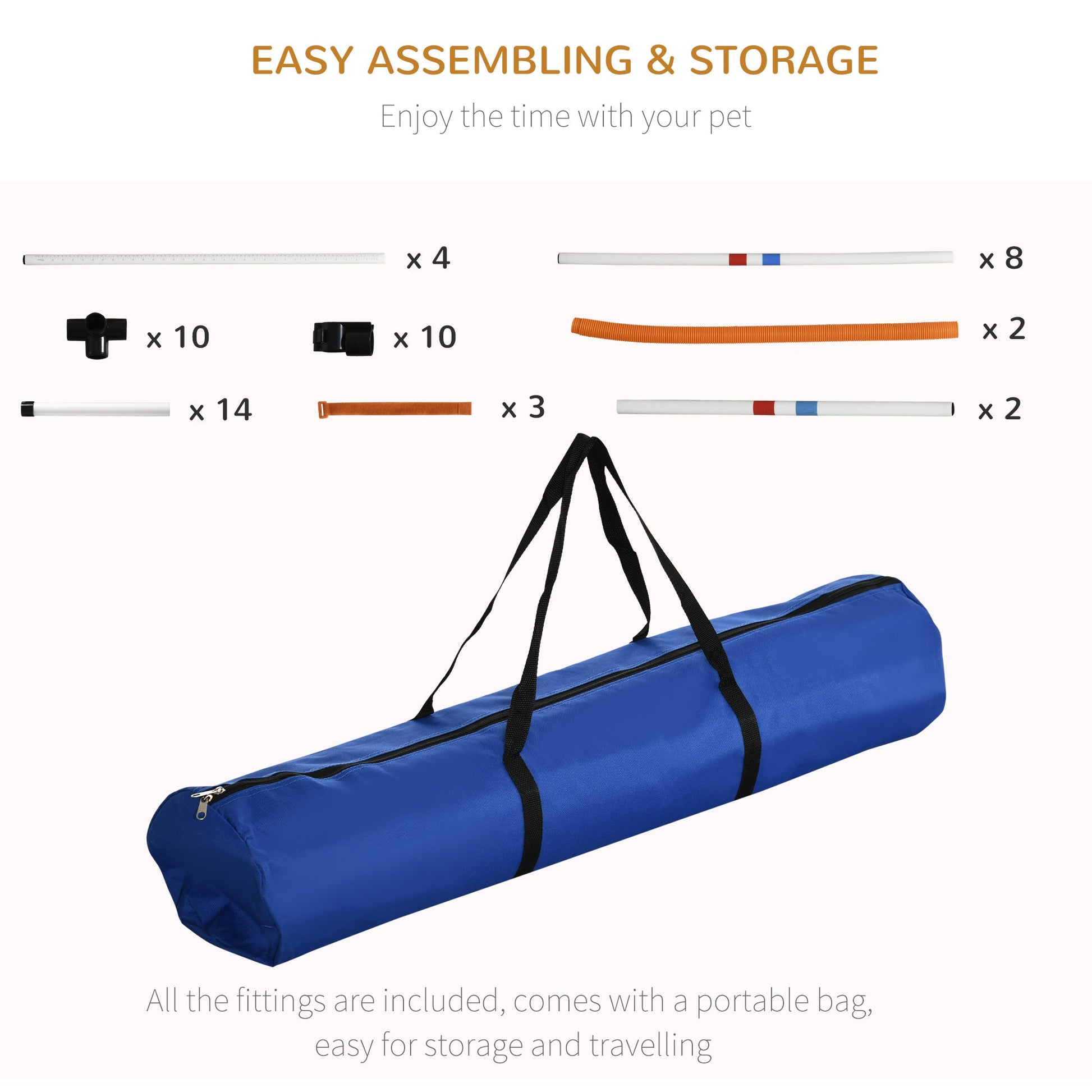 3PC Dog Agility Equipment Set, Obstacle Course Exercise for Dog Include Adjustable Hurdle, Hoop, Weave Poles and Carry Bag