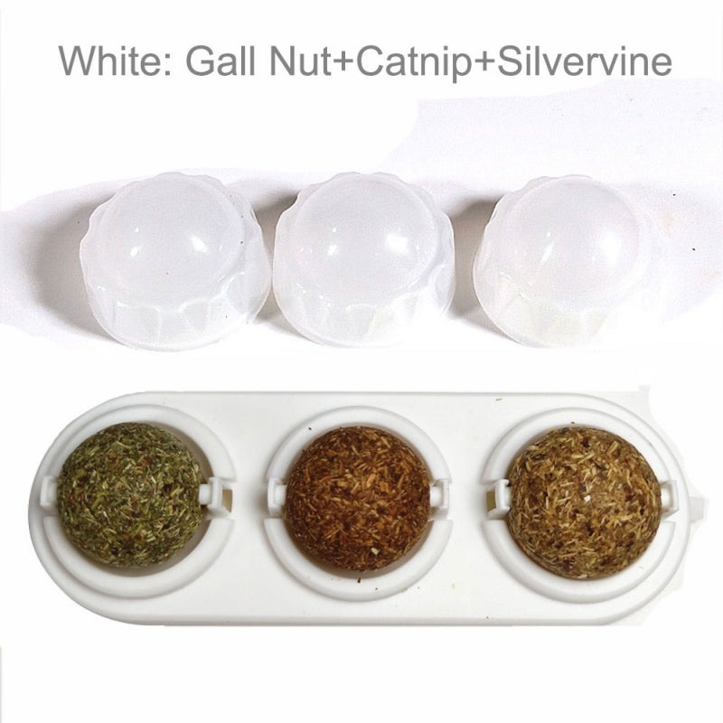 3pcs Lot Self-adhesive Rotated Catnip Lick Ball
