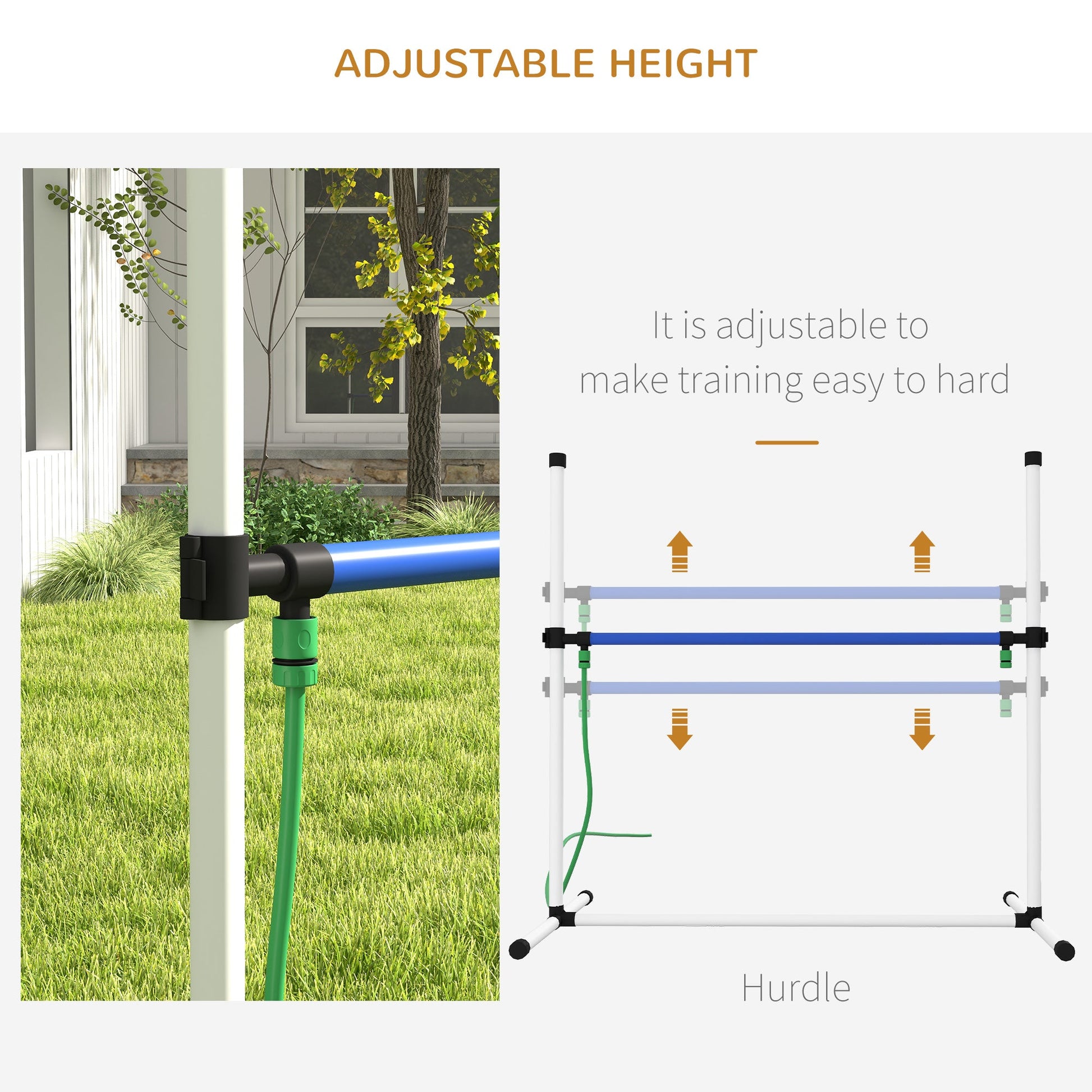 4pc Dog Agility Training Equipment Set with Spray Water Tube, White