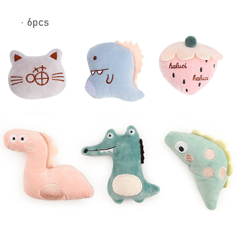 6pcs/lot Cute Dinosaur Plush Cat Toy Cute Pet Toy