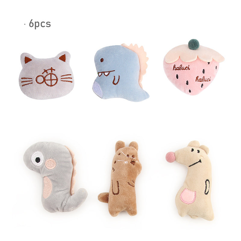 6pcs/lot Cute Dinosaur Plush Cat Toy Cute Pet Toy