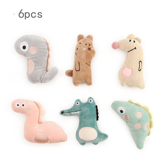 6pcs/lot Cute Dinosaur Plush Cat Toy Cute Pet Toy