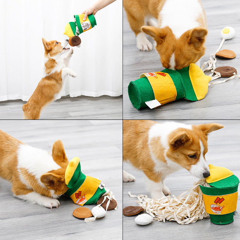 KFX-2758333 Dog Training Interactive Smell Toy with Instant Noodle Design - Green Felt Cloth