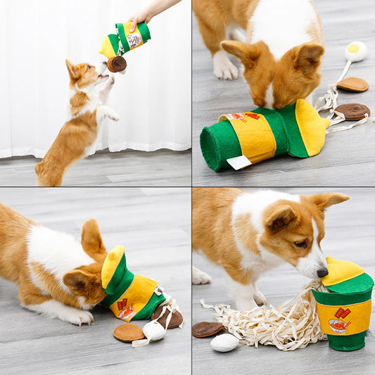 KFX-2758333 Dog Training Interactive Smell Toy with Instant Noodle Design - Green Felt Cloth
