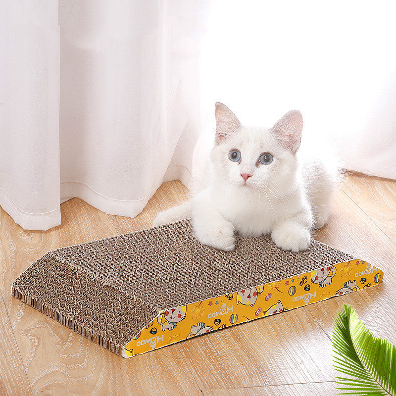 KFX-0939965 Trapezoidal Earth Brown Corrugated Cat Scratching Board - 36cm x 19.5cm x 3.5cm