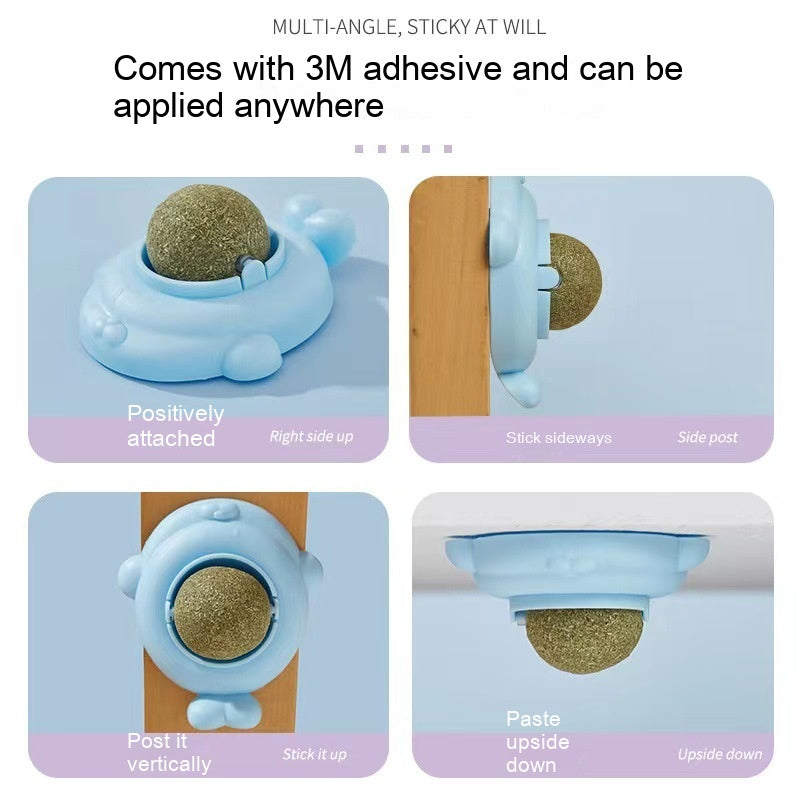 Cat Mint Ball Toy Sticks to the Wall for Self Help