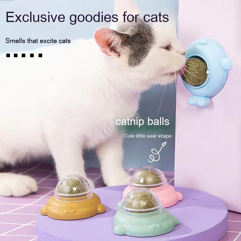 Cat Mint Ball Toy Sticks to the Wall for Self Help