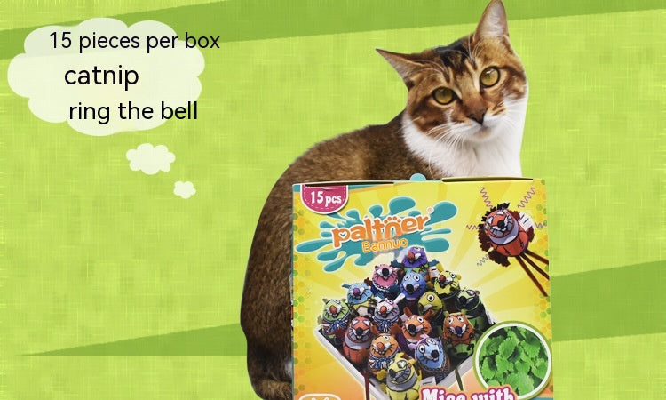 Cat Mint Colorful Mouse Plush Mouse Cat Toy Bell Funny Cat Pet Supplies 15 Boxed