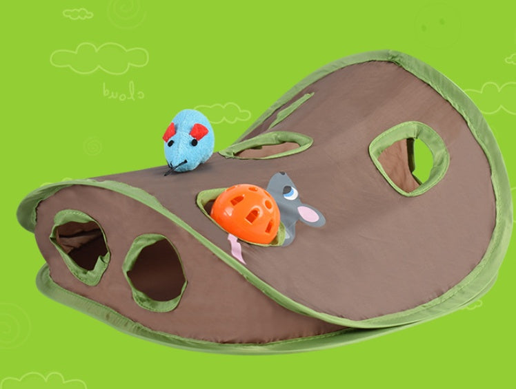 Cat Toy With A Bell To Catch The Ball Puzzle And Playable Nine-hole Mouse Hole