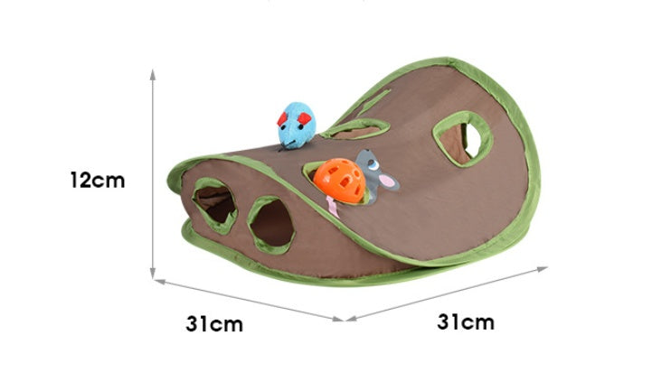 Cat Toy With A Bell To Catch The Ball Puzzle And Playable Nine-hole Mouse Hole