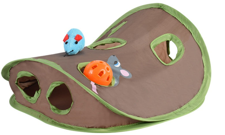 Cat Toy With A Bell To Catch The Ball Puzzle And Playable Nine-hole Mouse Hole
