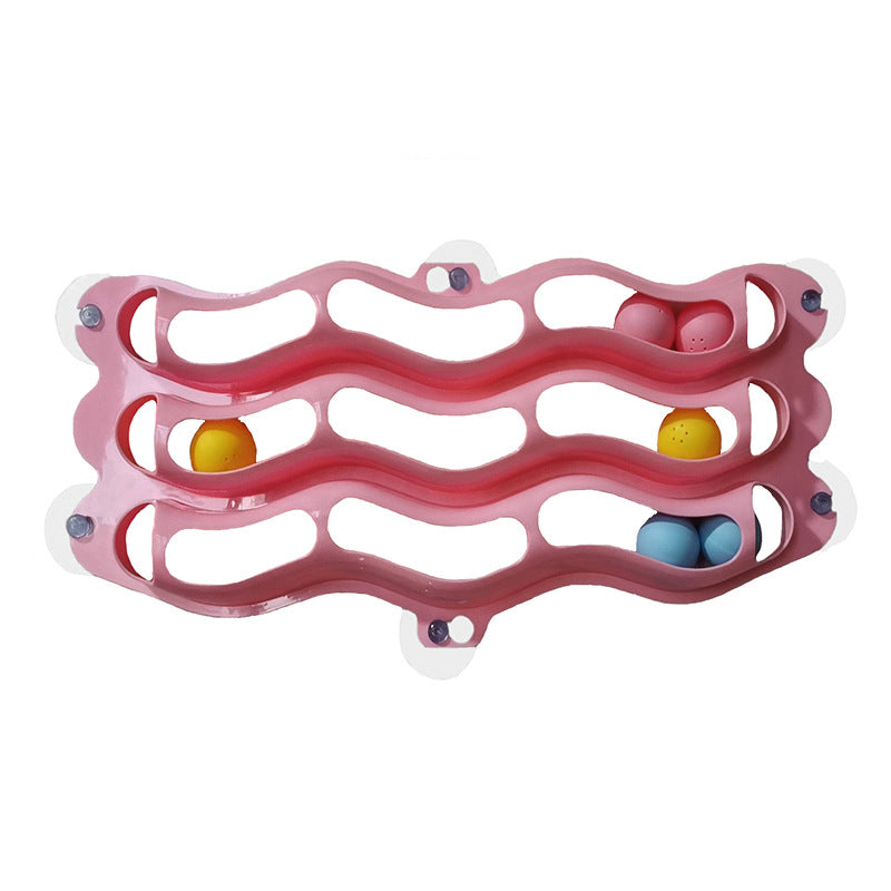 Cat suction cup window sill track toy