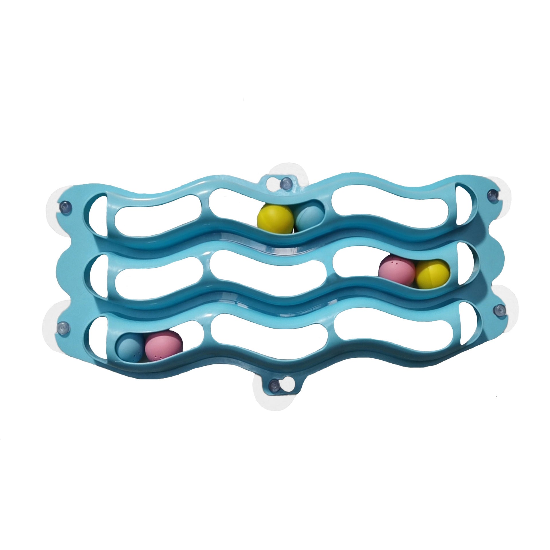 Cat suction cup window sill track toy