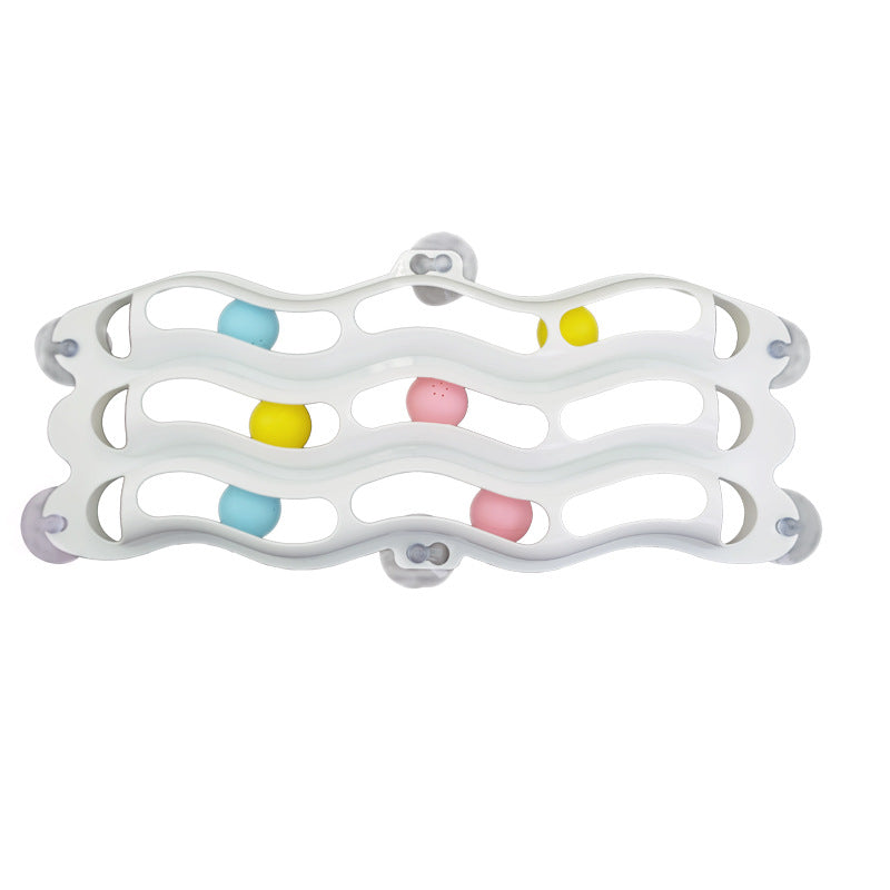 Cat suction cup window sill track toy