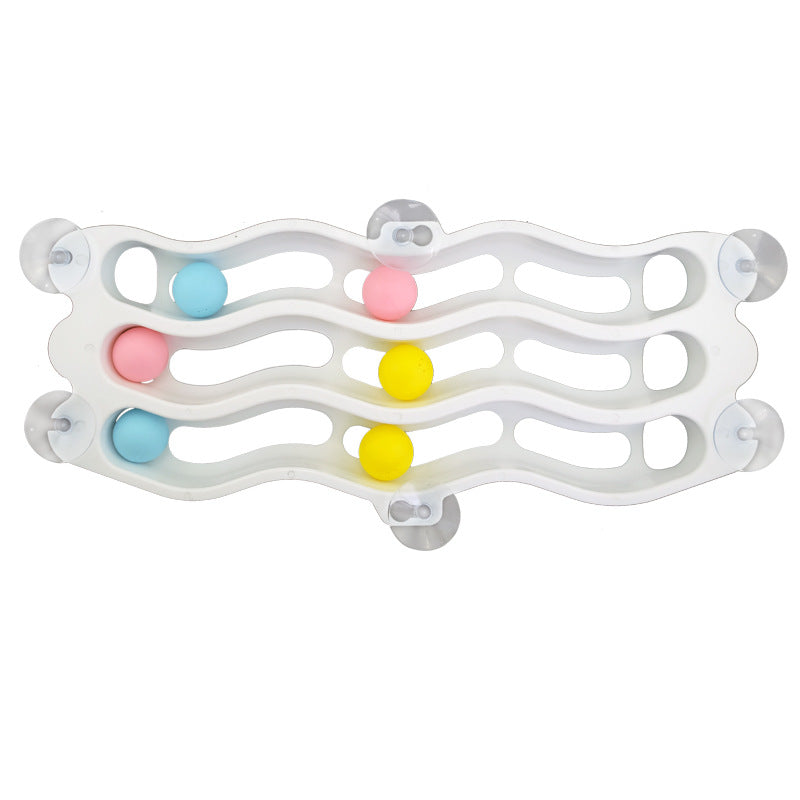 Cat suction cup window sill track toy
