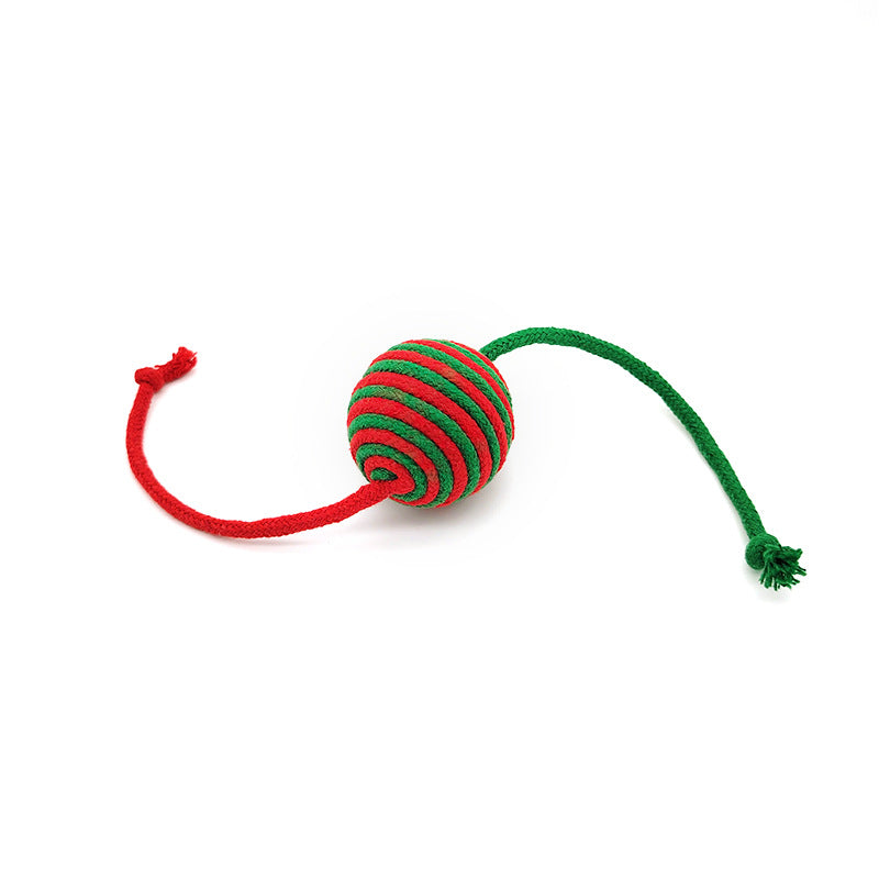 Christmas Toys For Cats Cotton Rope Ball Interactive Sisal Ball Hanging Decoration