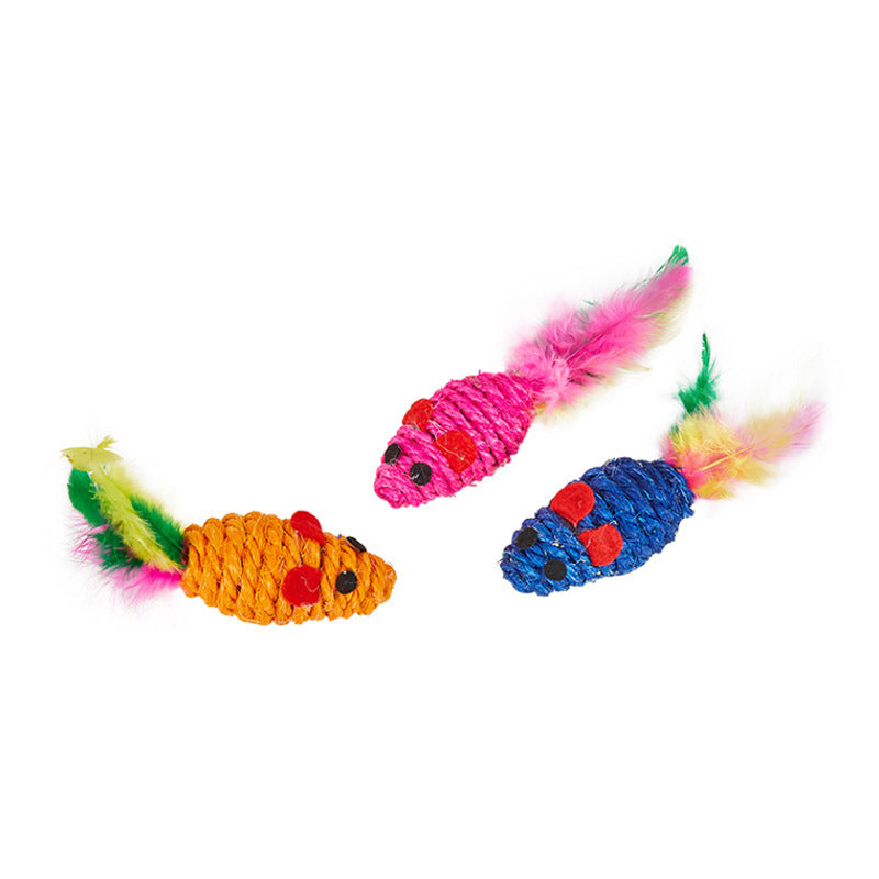 Color Sisal Mouse Cat Teaser Toy Molar Grinding Claw