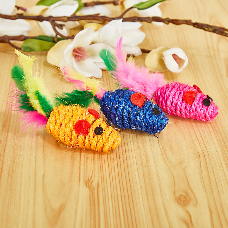 Color Sisal Mouse Cat Teaser Toy Molar Grinding Claw