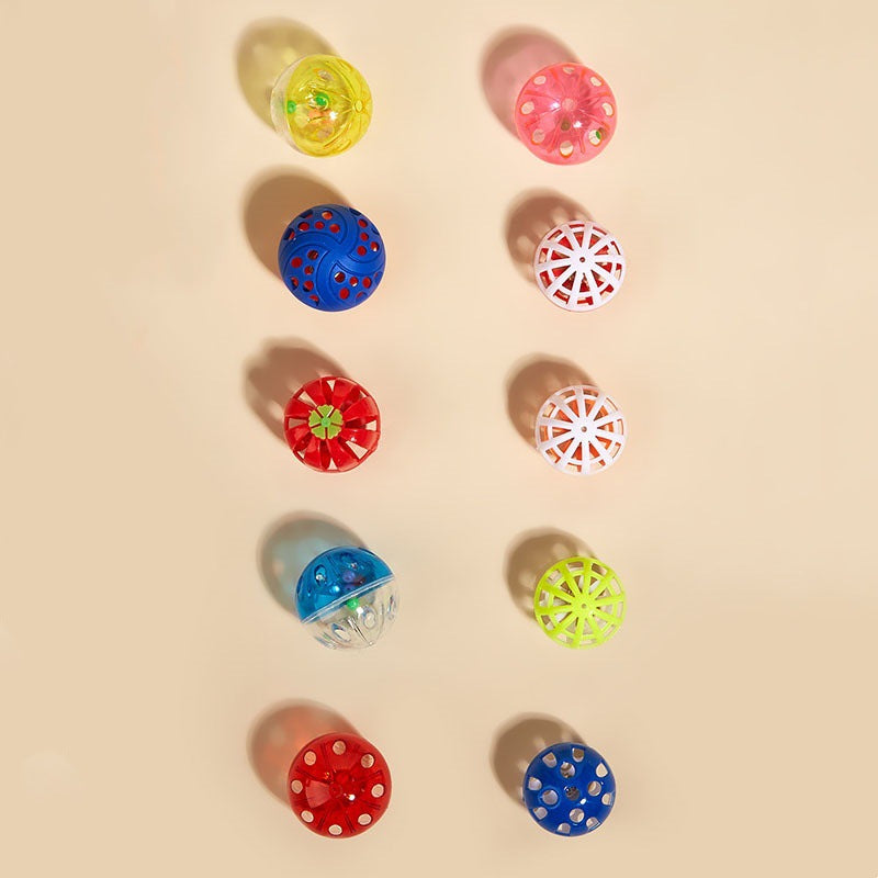 Colored Plastic Bell Mesh Hollow Sound Cat Teasing Ball