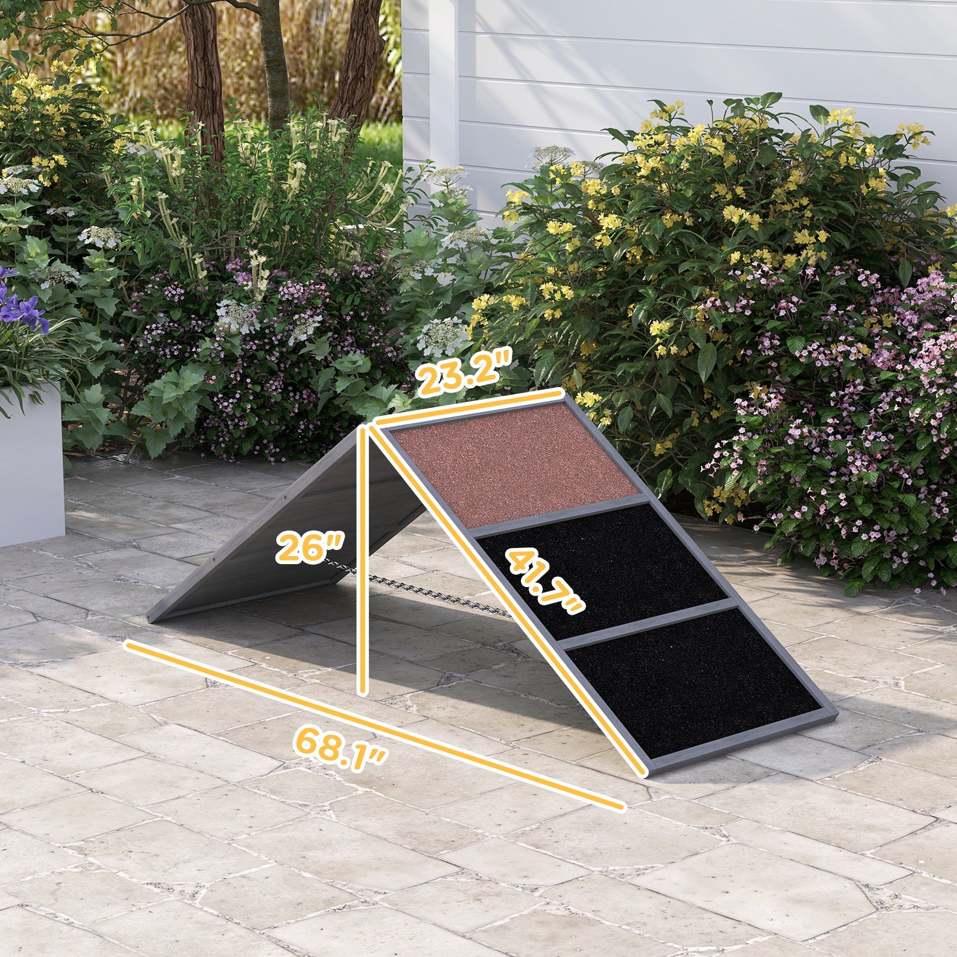 Dog Agility Equipment Ramp with Non-slip Surface, A-frame, Agility Equipment Ramp for All Breed Dogs, Gray