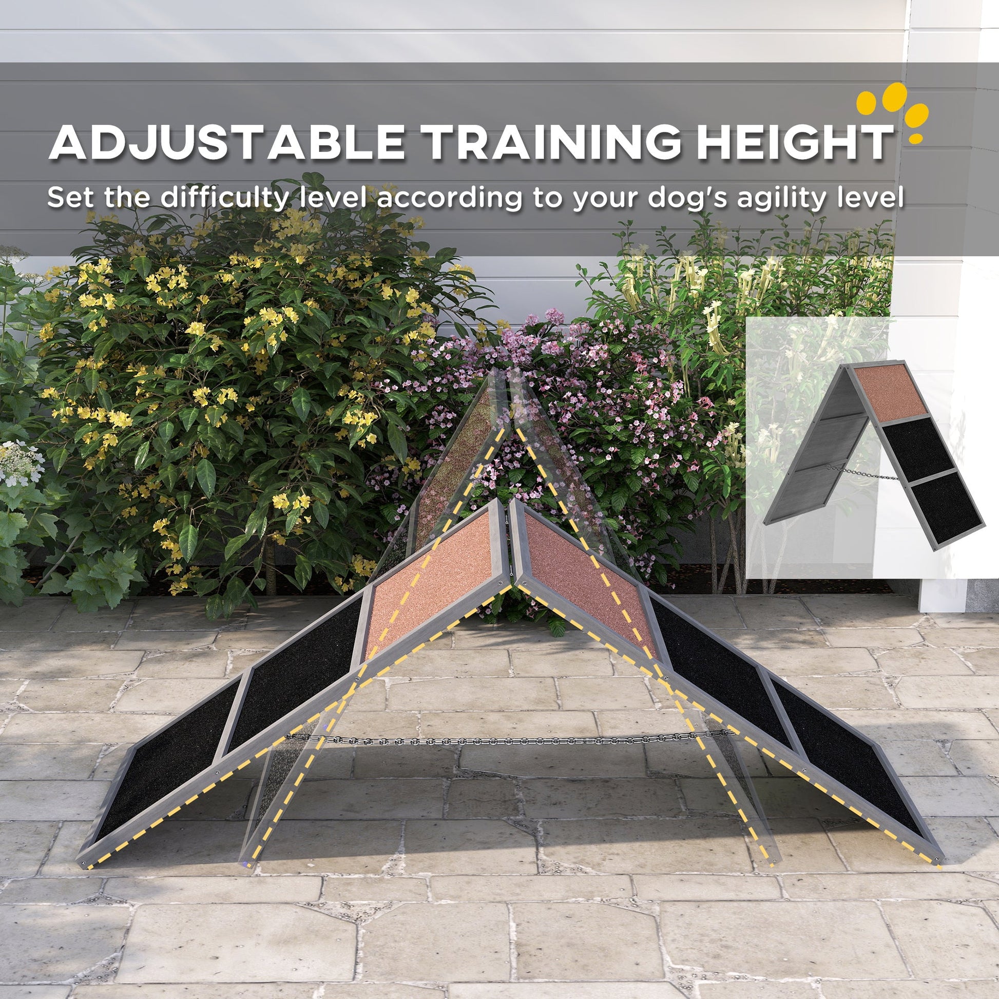 Dog Agility Equipment Ramp with Non-slip Surface, A-frame, Agility Equipment Ramp for All Breed Dogs, Gray