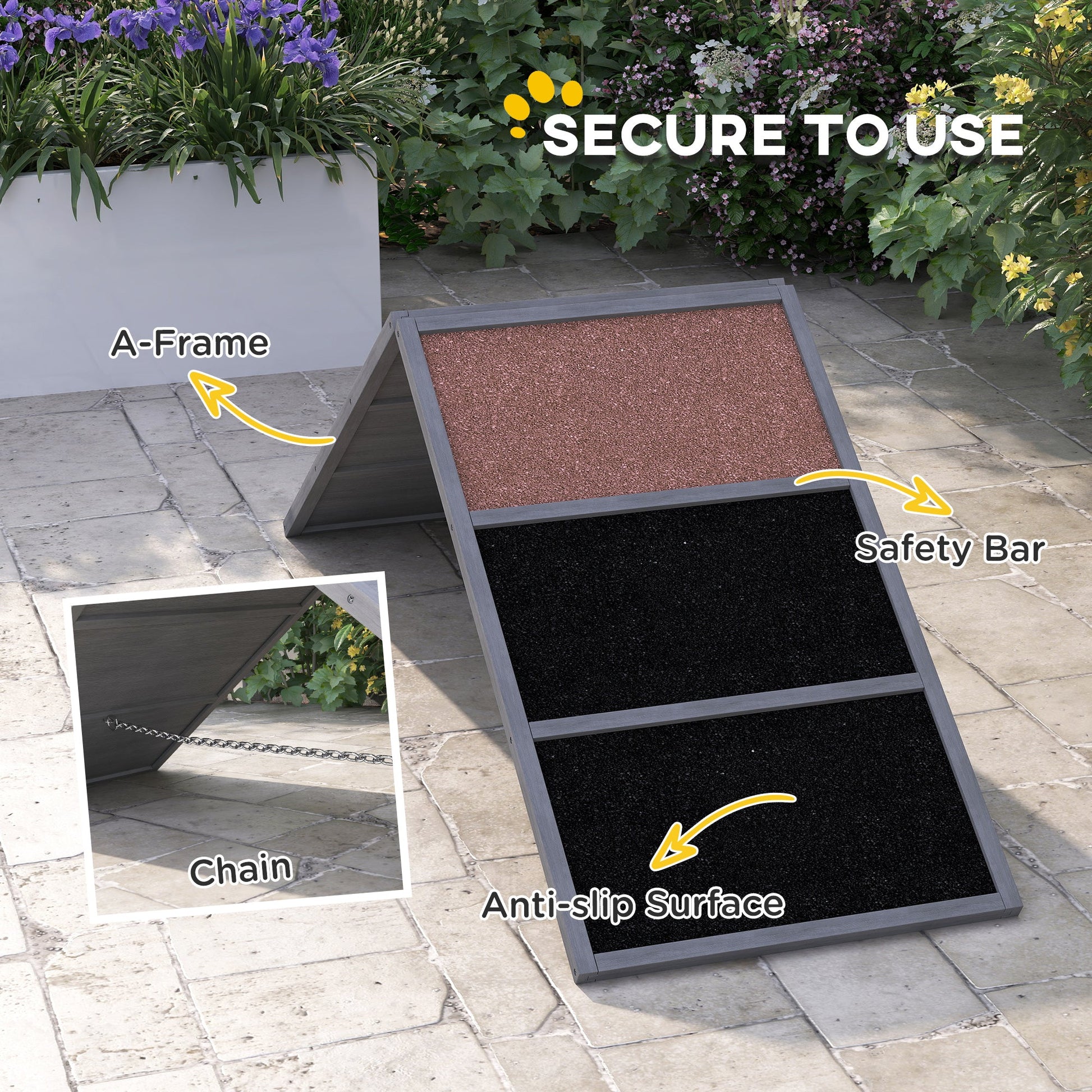 Dog Agility Equipment Ramp with Non-slip Surface, A-frame, Agility Equipment Ramp for All Breed Dogs, Gray