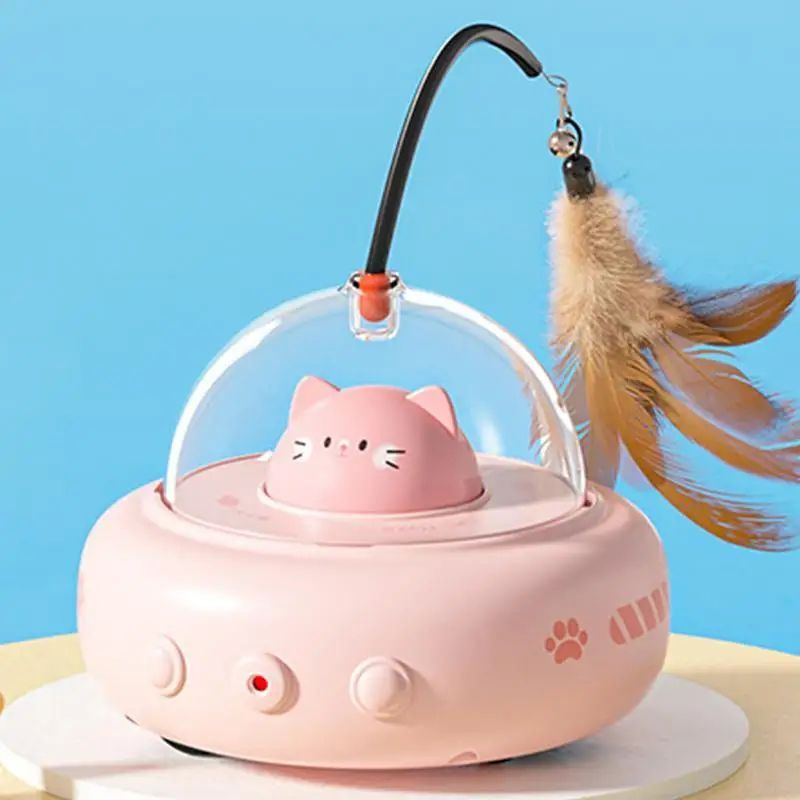 Electric Cat Interactive Toy Pet Toys With Feather Cat Teaser Wand Rechargeable Electric Sensing Pet Toys For Chasing Training