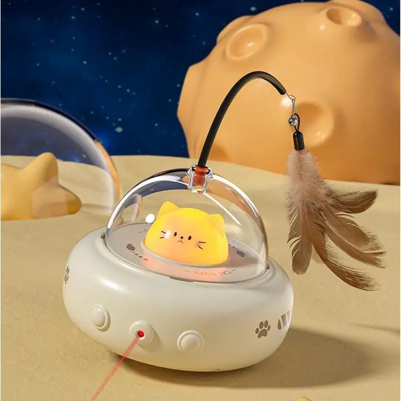 Electric Cat Interactive Toy Pet Toys With Feather Cat Teaser Wand Rechargeable Electric Sensing Pet Toys For Chasing Training