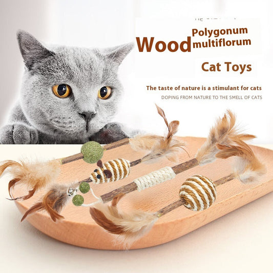 Feather Sisal Polygonum Multiflorum Self-pet Cat Supplies Molar Tooth Cleaning Toy