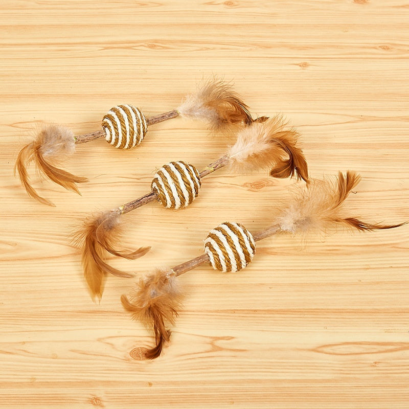 Feather Sisal Polygonum Multiflorum Self-pet Cat Supplies Molar Tooth Cleaning Toy