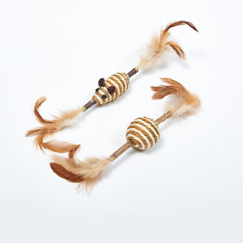 Feather Sisal Polygonum Multiflorum Self-pet Cat Supplies Molar Tooth Cleaning Toy
