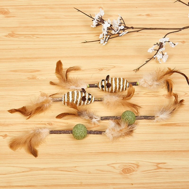 Feather Sisal Polygonum Multiflorum Self-pet Cat Supplies Molar Tooth Cleaning Toy