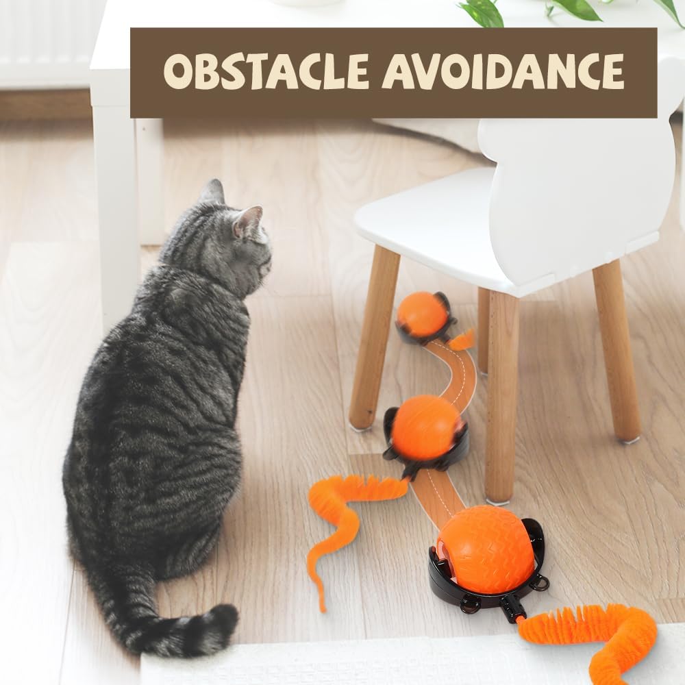 Interactive Cat Ball Toy, 2025 New Cat Ball Toys With Cord Mouse, Smart Self Rolling Cat Toys For Bored Indoor Cats, Automatic Moving Peppy Pet Ball