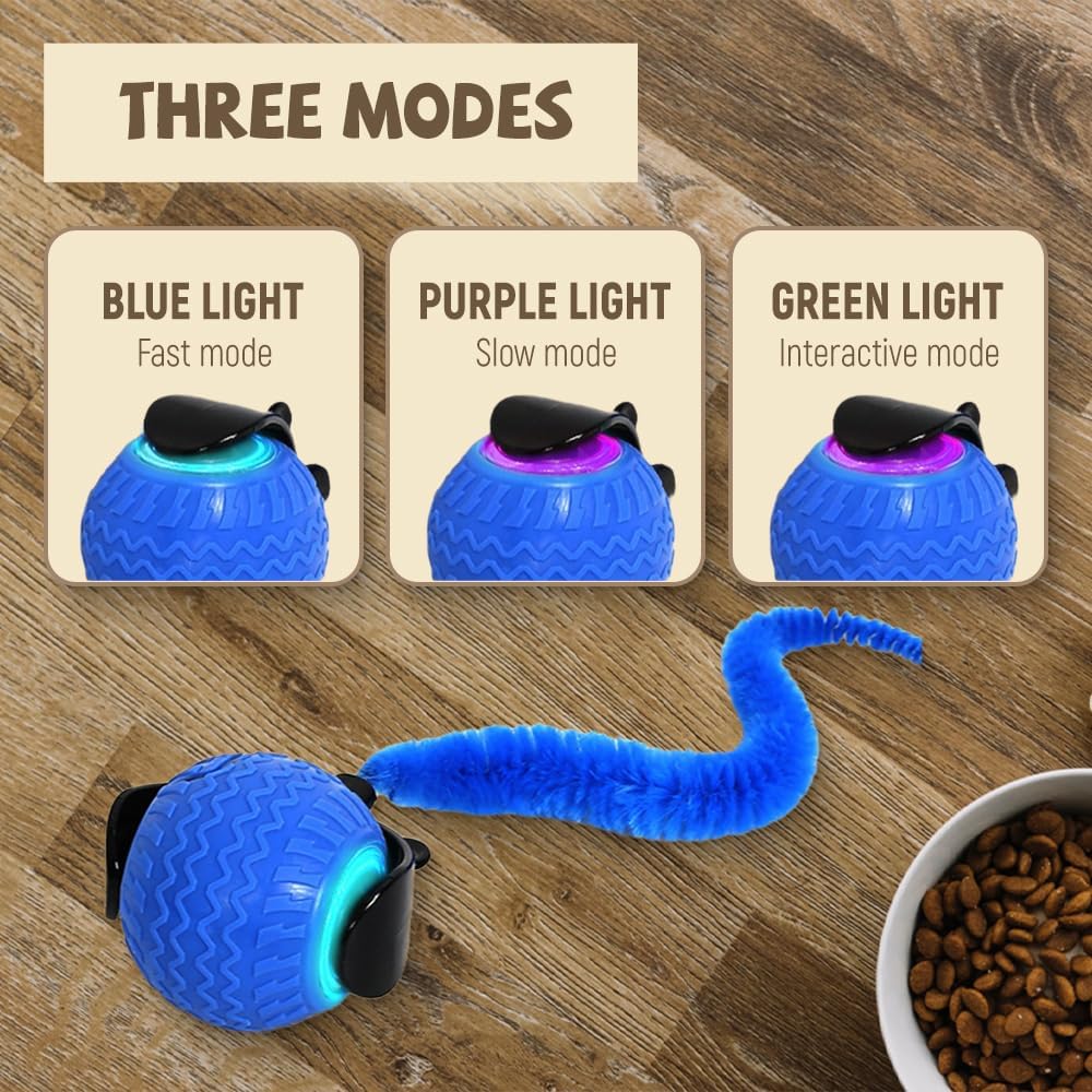 Interactive Cat Ball Toy, 2025 New Cat Ball Toys With Cord Mouse, Smart Self Rolling Cat Toys For Bored Indoor Cats, Automatic Moving Peppy Pet Ball